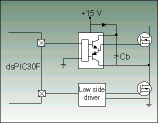 Figure 1.  A bootstrap power supply can be used to generate a floating gate voltage with respect to the source of the high side power device